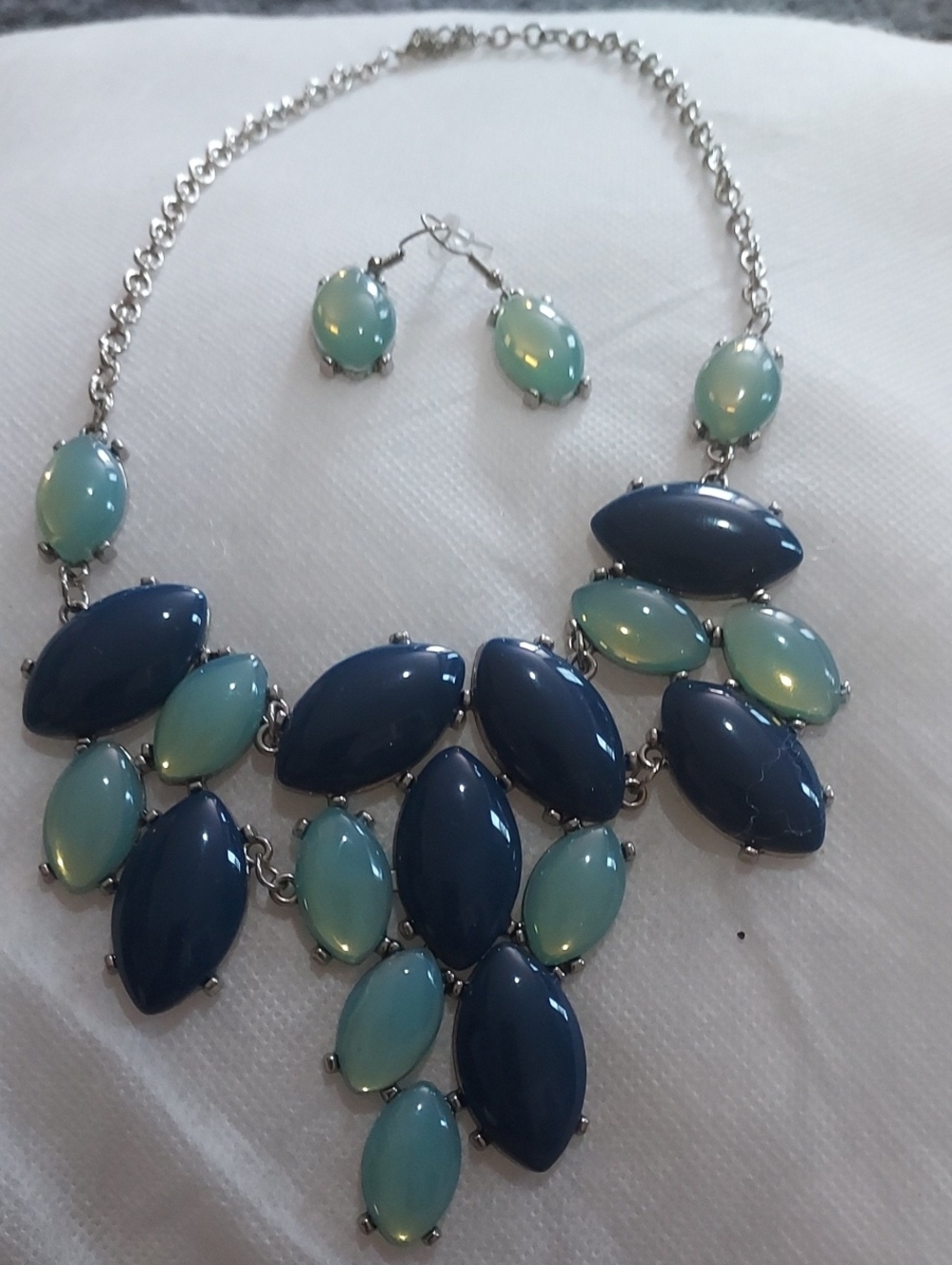 Blue Multi-Stone Statement Necklace and Earring Set